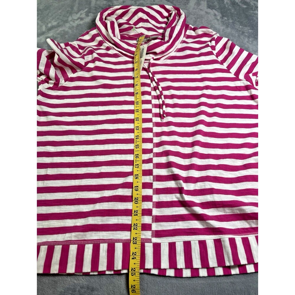 Chicos NWT Zenergy pink white striped cowl neck drawstring sz 3 (16 or XL) party - Picture 4 of 8